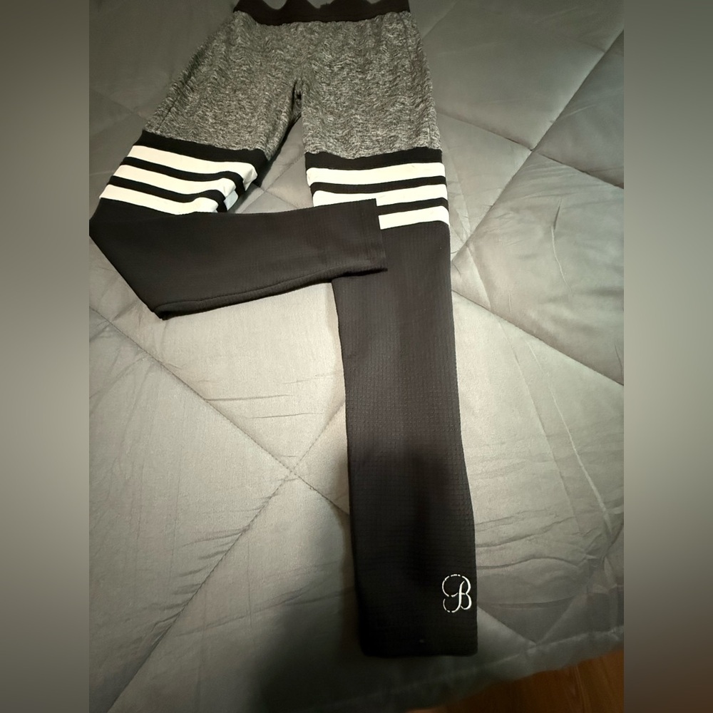 Bombshell Sportswear Black & Gray Striped Leggings